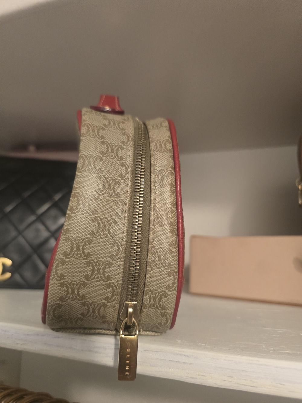 Authentic Vintage Celine Monogram Canvas with Red Leather - Picture 4 of 9